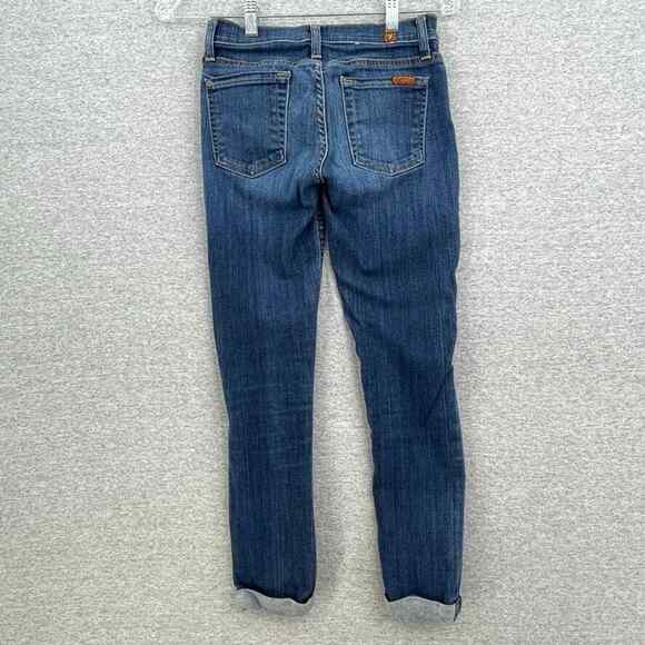 7 For All Mankind Jeans Womens 24 Skinny Crop & Roll Casual Medium Wash Denim - Picture 5 of 12